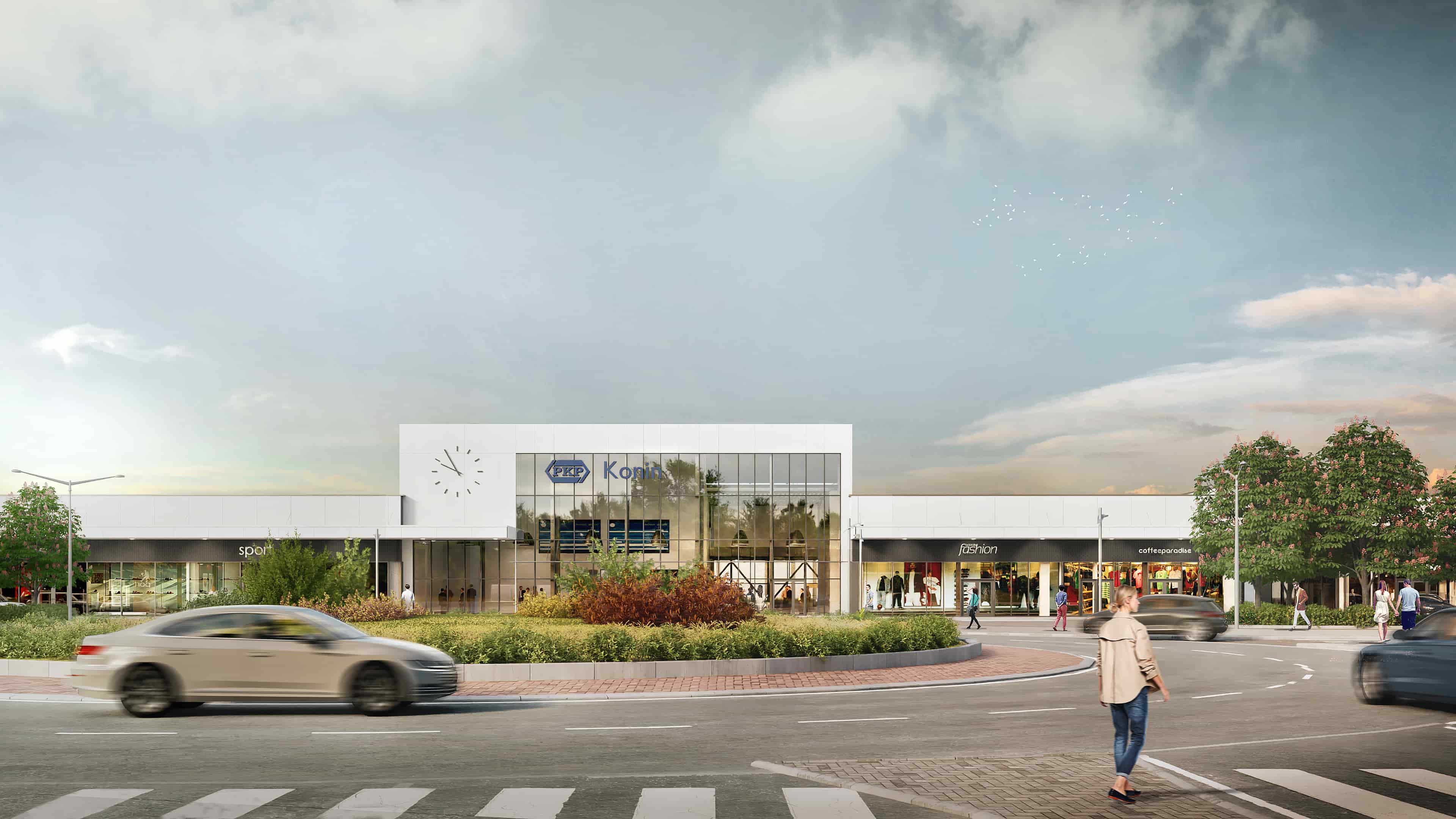 rondo przed wejściem głównym do dworca